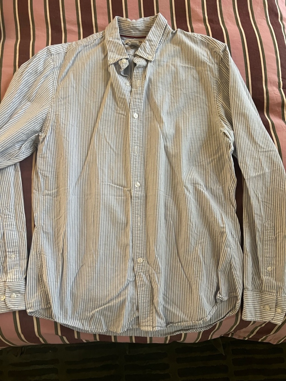 Goodthreads Blue and White Striped Casual Button-Down Shirt